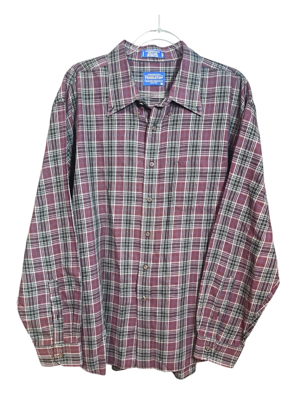 Pendleton Canterbury Cloth Plaid Shirt Mens XXL Pima Cotton Merino Wool Blend
